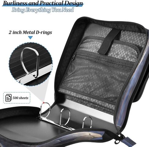 ALAZA Black Leopard Playing Football Soccer Zipper Binder 3 Ring Binder Organizer with Zipper and Shoulder Strap Large Capacity Multi-Pocket for Office Supplies Work in Saudi Arabia