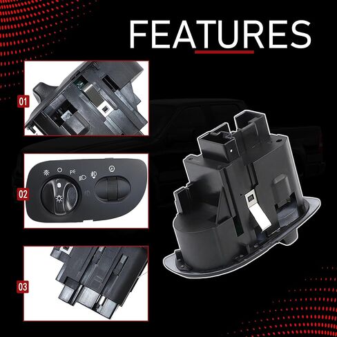 YL3Z-11654-DAD Headlight Switch Compatible with 2000 2001 2002 2003 2004 Ford F-150 with Auto Headlights Driving Lamp Fog Lights Replaces YL3Z11654DAD YL3Z-11654-DAC YL3Z11654DAC 1S2668 in Saudi Arabia