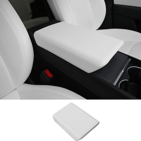 Upgrade Center Console Cover for 2025 2026 Tesla Model Y Juniper & 2024 2025 2026 Model 3 Highland Non-Slip TPU Armrest Cover Arm Rest Protector Accessories (White) in Saudi Arabia
