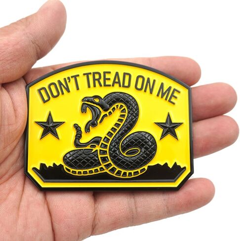 قطعة واحدة من ملصق سيارة Gadsden Flag Rattlesnake شعار السيارة ثلاثي الأبعاد مع شعار Don't Tread ON ME بديل لشاحنة السيارة والدراجة النارية ونافذة الباب وسطح مستو (أصفر أسود) in Kuwait
