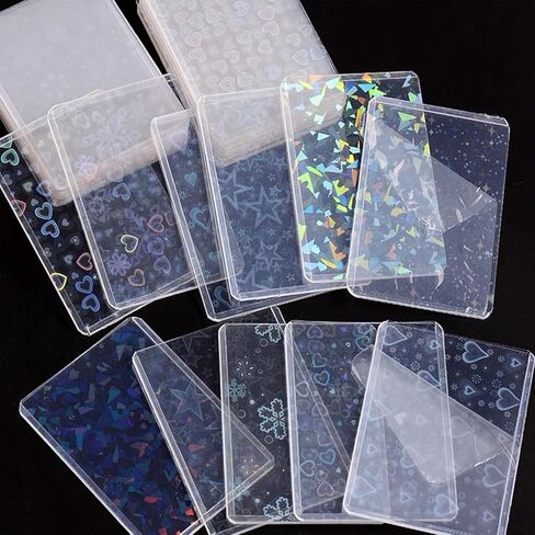 50 Pack Hard Plastic Kpop Photo Card Sleeves Top Loader Idol Photo Card Protectors 97x77mm Laser Holographic Trading Card Sleeves Ideal for Baseball and Korean Idol Photo Cards in Saudi Arabia
