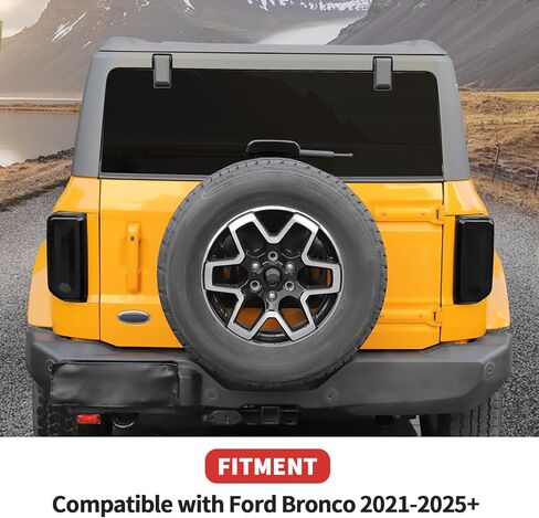 غطاء الضوء الخلفي الخلفي ومجموعة غطاء ضوء الفرامل الثالث المتوافقة مع Ford Bronco 2021-2026+ (أسود دخاني) in Kuwait