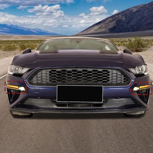 Jimen Fit for Ford Mustang 2018-2023, 2PCS Smoked Front Fog Light Cover Trim in Saudi Arabia