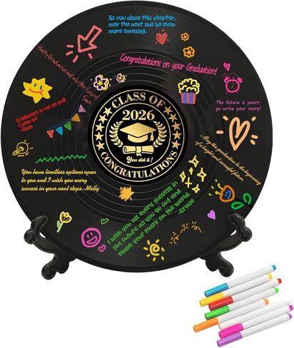 2026 Vinyl Record Graduation Guest Book, Vinyl Record Decorations Guest Book Alternatives, Graduation Sign in Book Congrats Grad Guest Book Graduation Party Decorations Graduation Gifts in Saudi Arabia