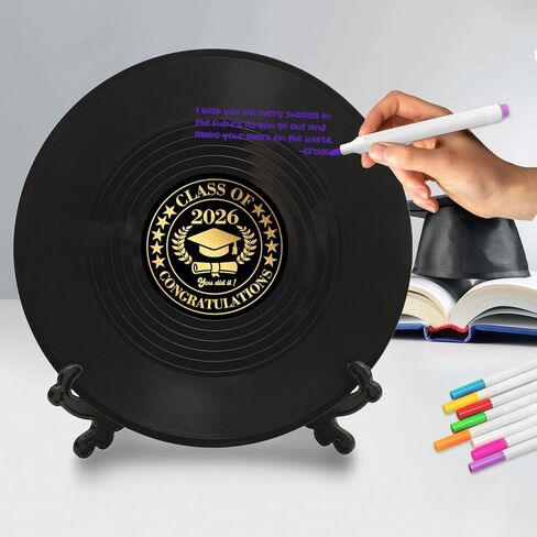 2026 Vinyl Record Graduation Guest Book, Vinyl Record Decorations Guest Book Alternatives, Graduation Sign in Book Congrats Grad Guest Book Graduation Party Decorations Graduation Gifts in Saudi Arabia