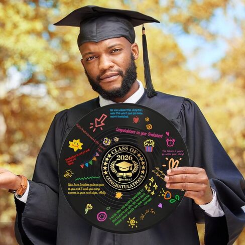 2026 Vinyl Record Graduation Guest Book, Vinyl Record Decorations Guest Book Alternatives, Graduation Sign in Book Congrats Grad Guest Book Graduation Party Decorations Graduation Gifts in Saudi Arabia