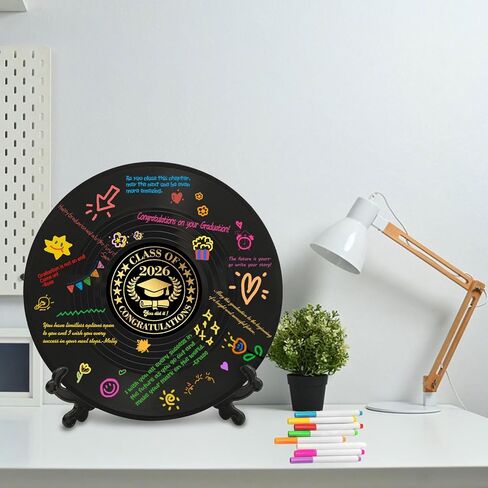 2026 Vinyl Record Graduation Guest Book, Vinyl Record Decorations Guest Book Alternatives, Graduation Sign in Book Congrats Grad Guest Book Graduation Party Decorations Graduation Gifts in Saudi Arabia