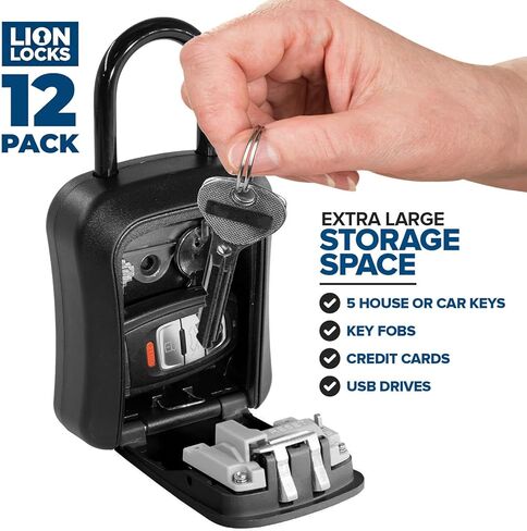 Key Lock Box for Keys with Code (12 Pack) 4 Digit Combination Lockbox for Keys Outdoor, Portable, Waterproof, Realtor Lock Box, Black in Kuwait
