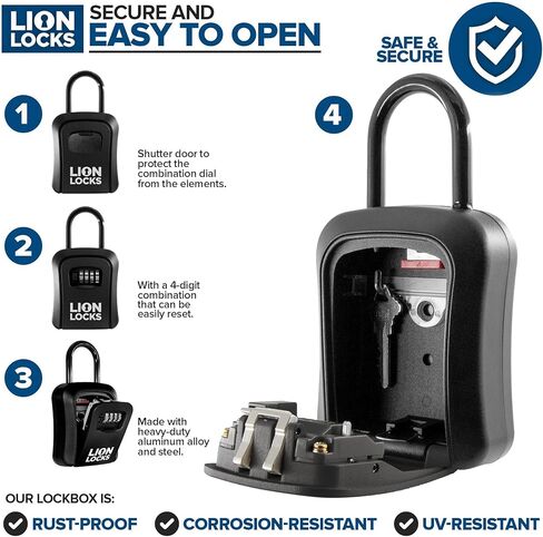 Key Lock Box for Keys with Code (12 Pack) 4 Digit Combination Lockbox for Keys Outdoor, Portable, Waterproof, Realtor Lock Box, Black in Kuwait
