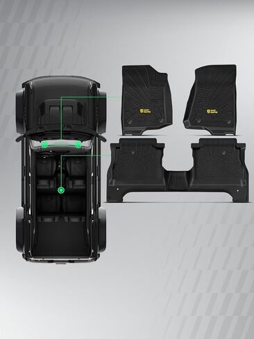 سجادات أرضية YHTAUTO تناسب 2020-2025 Jeep Gladiator JT، TPE بطانة أرضية لجميع الأحوال الجوية عديمة الرائحة تناسب سجادات السيارة، الصف الأول والثاني، مجموعة من 3 قطع in Kuwait