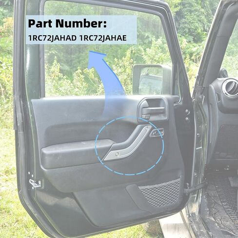 2Pcs Interior Door Grab Handle Inserts Cover Trim Replacement for Jeep 2011-2018 Wrangler JK 2011-2017 Left & Right Side Replaces 1RC72JAHAD 1RC72JAHAE (Sliver) in Saudi Arabia