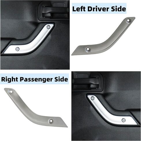 2Pcs Interior Door Grab Handle Inserts Cover Trim Replacement for Jeep 2011-2018 Wrangler JK 2011-2017 Left & Right Side Replaces 1RC72JAHAD 1RC72JAHAE (Sliver) in Saudi Arabia