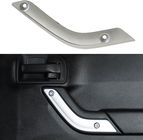2Pcs Interior Door Grab Handle Inserts Cover Trim Replacement for Jeep 2011-2018 Wrangler JK 2011-2017 Left & Right Side Replaces 1RC72JAHAD 1RC72JAHAE (Sliver) in Saudi Arabia
