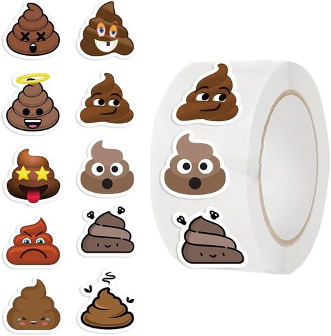 500Pcs Poop Stickers Roll, Funny Face Decals, Waterproof Vinyl Stickers for Water Bottles, Laptops, Pranks, Party Favors, Ages 12+(Poop) in Saudi Arabia