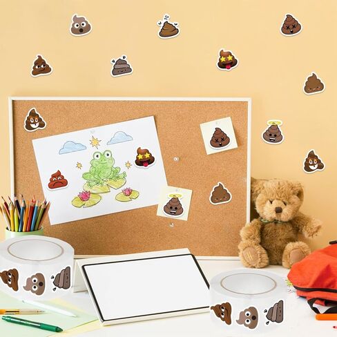 500Pcs Poop Stickers Roll, Funny Face Decals, Waterproof Vinyl Stickers for Water Bottles, Laptops, Pranks, Party Favors, Ages 12+(Poop) in Saudi Arabia
