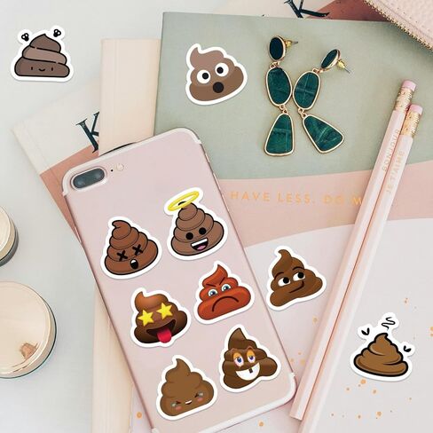 500Pcs Poop Stickers Roll, Funny Face Decals, Waterproof Vinyl Stickers for Water Bottles, Laptops, Pranks, Party Favors, Ages 12+(Poop) in Saudi Arabia