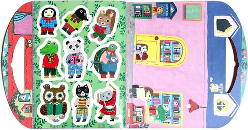 كتاب ملصقات شقة eeBoo Cat - أكثر من 200 ملصق قطط غريب الأطوار، 3 أحجام، كتاب 12 صفحة بمقبض، لعب إبداعي بدون شاشة، للأطفال بعمر 3 سنوات فما فوق in Kuwait
