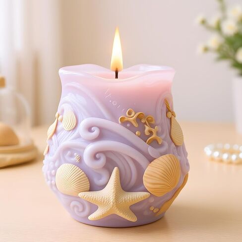 Blue Waves Seashell Design Candle Mold Ocean Themed Silicone Candle Molds for Candles Making Resin Casting Aromatherapy Candles Handmade Wax Home Decor in Saudi Arabia