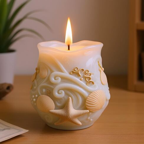 Blue Waves Seashell Design Candle Mold Ocean Themed Silicone Candle Molds for Candles Making Resin Casting Aromatherapy Candles Handmade Wax Home Decor in Saudi Arabia