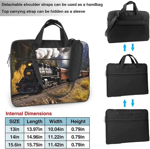 3 In 1 Laptop Bag Computer Briefcase for Men Women, Steam Locomotive Train Laptop Shoulder Bag Office Work Bags in Saudi Arabia