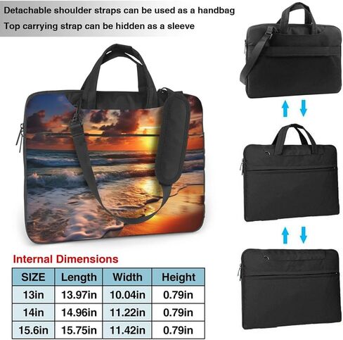 3 In 1 Laptop Bag Computer Briefcase for Men Women, Beach Sunrise Laptop Shoulder Bag Office Work Bags in Saudi Arabia