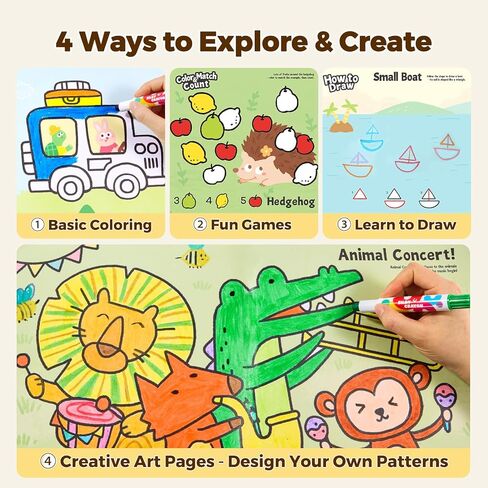 Jar Melo Animal & Vehicle Coloring Books for Toddlers Ages 2–4, 2 Pack Easy Activity Set for Learning, Includes Colorful Backgrounds, Stickers & Reward Certificate in Saudi Arabia