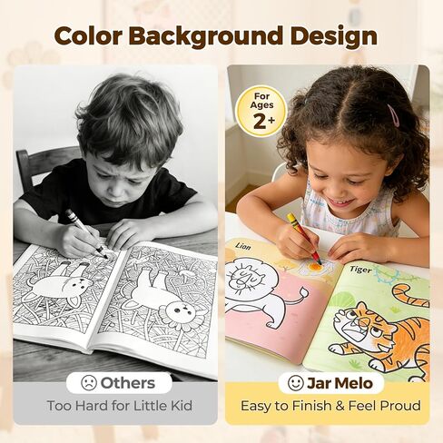 Jar Melo Animal & Vehicle Coloring Books for Toddlers Ages 2–4, 2 Pack Easy Activity Set for Learning, Includes Colorful Backgrounds, Stickers & Reward Certificate in Saudi Arabia