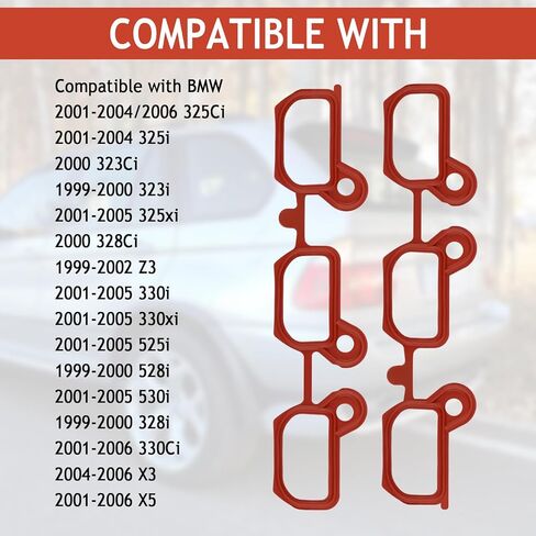2PCS Car Intake Manifold Gasket Set Replacement OEM 11611436631,Silicone Intake Manifold Gasket Kit Compatible with BMW,Lower & Upper Car Intakes Gaskets Set Cars Accessories in Saudi Arabia
