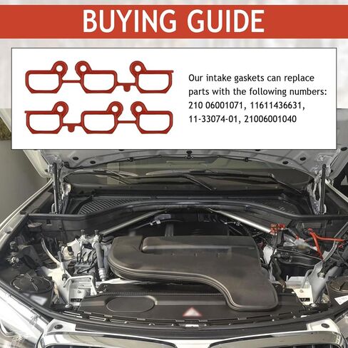 2PCS Car Intake Manifold Gasket Set Replacement OEM 11611436631,Silicone Intake Manifold Gasket Kit Compatible with BMW,Lower & Upper Car Intakes Gaskets Set Cars Accessories in Saudi Arabia