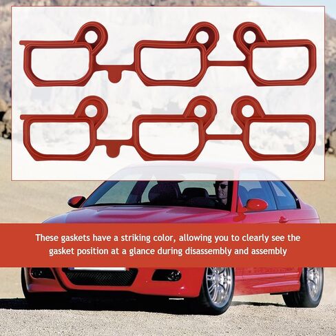 2PCS Car Intake Manifold Gasket Set Replacement OEM 11611436631,Silicone Intake Manifold Gasket Kit Compatible with BMW,Lower & Upper Car Intakes Gaskets Set Cars Accessories in Saudi Arabia