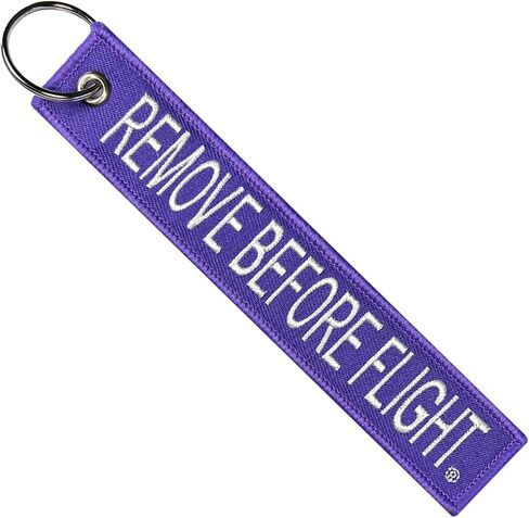 AIXEPA Purple/White Remove Before Flight Fabric Keychain 5.5" x 1" (Single) in Saudi Arabia