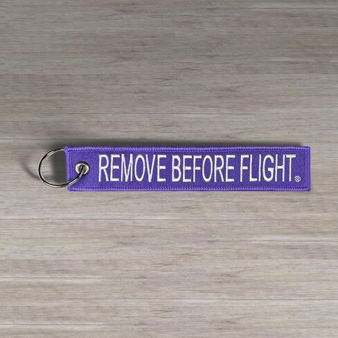 AIXEPA Purple/White Remove Before Flight Fabric Keychain 5.5" x 1" (Single) in Saudi Arabia