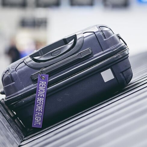 AIXEPA Purple/White Remove Before Flight Fabric Keychain 5.5" x 1" (Single) in Saudi Arabia