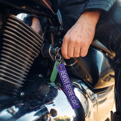 AIXEPA Purple/White Remove Before Flight Fabric Keychain 5.5" x 1" (Single) in Saudi Arabia