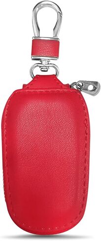 Wuyaoyao Car Key Case, Car Key Fob Cover Case, Leather Key Fob Case with Metal Hook and Keyring Zipper Bag for Remote Key Fob (Black) in Saudi Arabia