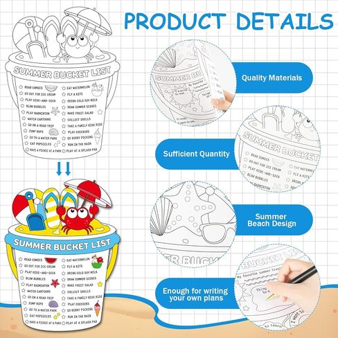 40PCS My Summer Bucket List for Kids Summer Activity Poster Double Sided Coloring Activity Posters Color Your Own Summers Bucket List End of School Year DIY Crafts Art Painting Gift Camp Supplies in Saudi Arabia