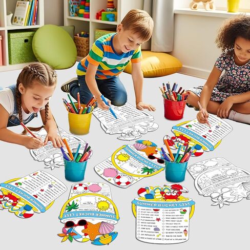40PCS My Summer Bucket List for Kids Summer Activity Poster Double Sided Coloring Activity Posters Color Your Own Summers Bucket List End of School Year DIY Crafts Art Painting Gift Camp Supplies in Saudi Arabia