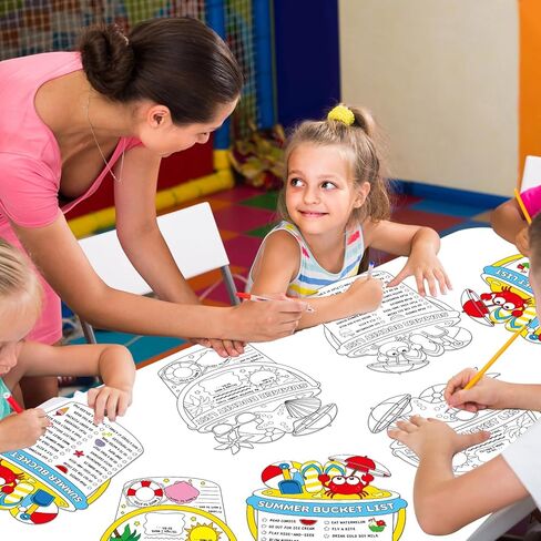 40PCS My Summer Bucket List for Kids Summer Activity Poster Double Sided Coloring Activity Posters Color Your Own Summers Bucket List End of School Year DIY Crafts Art Painting Gift Camp Supplies in Saudi Arabia