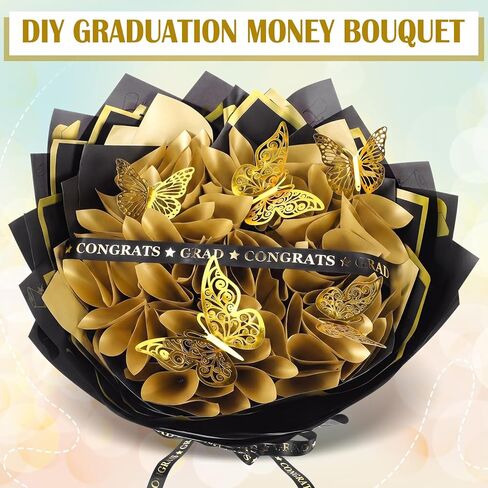 Colingmill التخرج باقة المال عدة 30 ورقة زهرة ورق التغليف 100 جهاز كمبيوتر شخصى أسياخ الزهور الفراشات حجر الراين دبوس كتل رغوة أشرطة بطاقات المعايدة DIY بها بنفسك تهنئة الدراسات العليا هدية in Kuwait