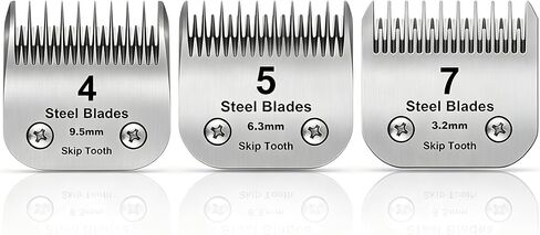 7+5+4 Skip tooth Detachable Pet Dog Grooming Steel Blades Set,Compatible with Andis,Oster A5,Wahl KM10 Series Clippers,Cut Length 1/8"(3.2mm) to 3/8"(9.5mm),3 Pack in Saudi Arabia