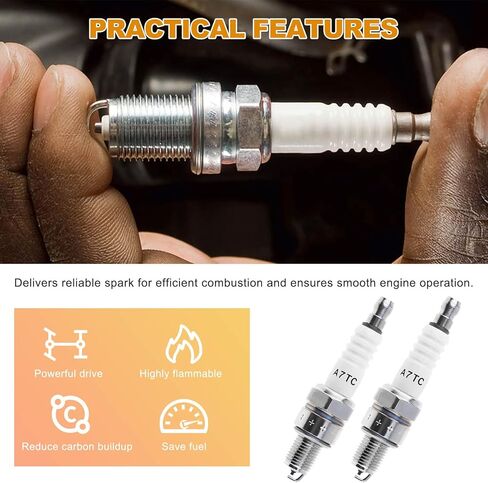 2 PCS Spark Plugs, A7TC Spark Plug Replacement for GY6 50cc 70cc 90cc 110cc 125cc 150cc Engines, Standard A7TC Ignition Plugs Compatible with U20FSR U22FSR-U C5HA C5HSB in Saudi Arabia