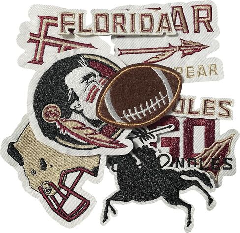 9PCS Florida Iron On Patches，Embroidered Applique Football for Jeans, T-Shirts, Hats, Backpacks & Sports Gear.（QS in Saudi Arabia