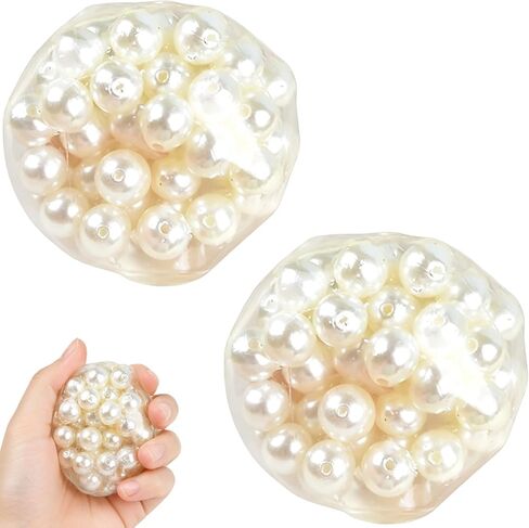 2 PCS Pearl Squishy Set, Bead-Filled Crunchy Ball, Crunchy Squishy with Soft Slow-Return Texture for Desk Display, in Pearl White Finish in Saudi Arabia