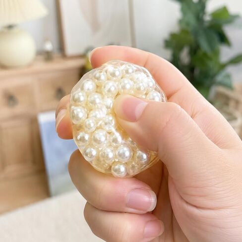 2 PCS Pearl Squishy Set, Bead-Filled Crunchy Ball, Crunchy Squishy with Soft Slow-Return Texture for Desk Display, in Pearl White Finish in Saudi Arabia