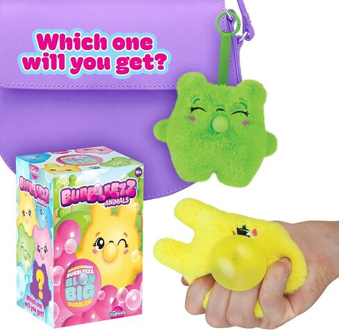 سلسلة مفاتيح من القطيفة من ORB Bubbleez Animals صندوق أعمى متنوع - لعبة تململ حيوانات Bubbleez فردية واحدة - اضغط لتفجير فقاعة كبيرة - لعبة ضغط سحرية قابلة للجمع لحقائب الظهر والمفاتيح وحقائب اليد المزيد in Kuwait