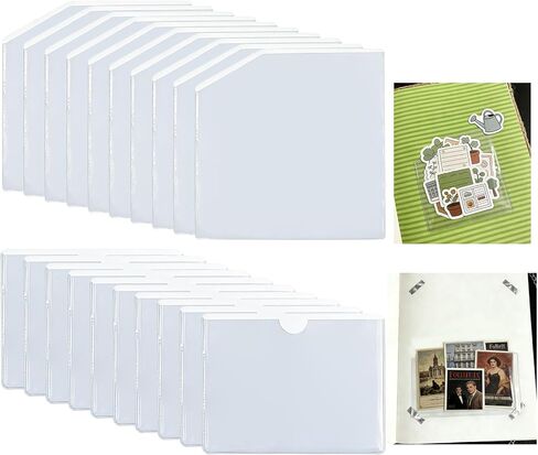 20Pcs Adhesive Clear Corner Pockets, 2 Sizes Sticky Pocket Sleeves Planner Pockets Adds Extra Storage Space for Notebooks Folders Planner Accessories, Sticker Storage Pouch for Scrapbook in Saudi Arabia