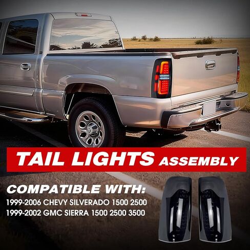 MEGAIE DOT Approved Smoked LED Tail Light Assembly Compatible with 1999-2006 Chevy Silverado 1500 2500 and 1999-2002 GMC Sierra 1500 2500 3500 in Saudi Arabia