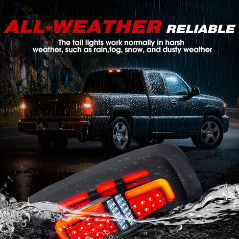 MEGAIE DOT Approved Smoked LED Tail Light Assembly Compatible with 1999-2006 Chevy Silverado 1500 2500 and 1999-2002 GMC Sierra 1500 2500 3500 in Saudi Arabia