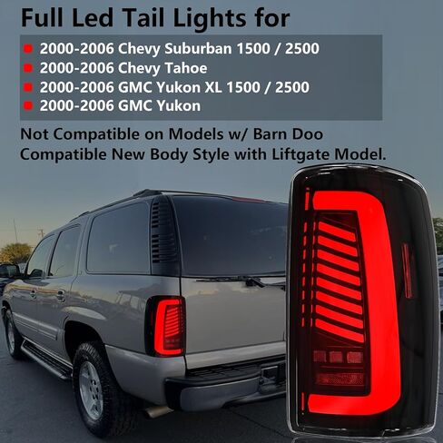 Daikokuya Sequential Full Led tail lights for 2000-2006 Chevy Suburban Tahoe,GMC Yukon Starting Animated Rear Light Assembly, Dynamic Turn Signal,Brake Light,Reverse Light Smoked in Saudi Arabia