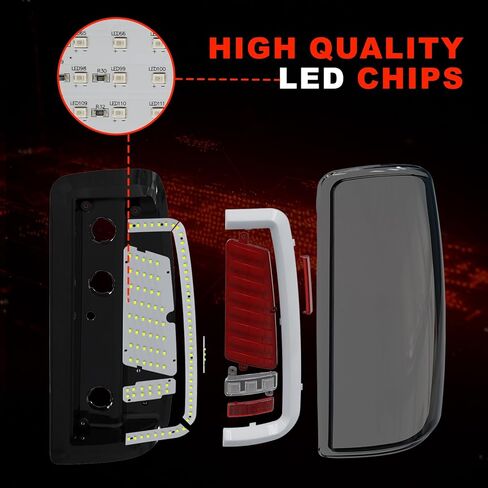 Daikokuya Sequential Full Led tail lights for 2000-2006 Chevy Suburban Tahoe,GMC Yukon Starting Animated Rear Light Assembly, Dynamic Turn Signal,Brake Light,Reverse Light Smoked in Saudi Arabia